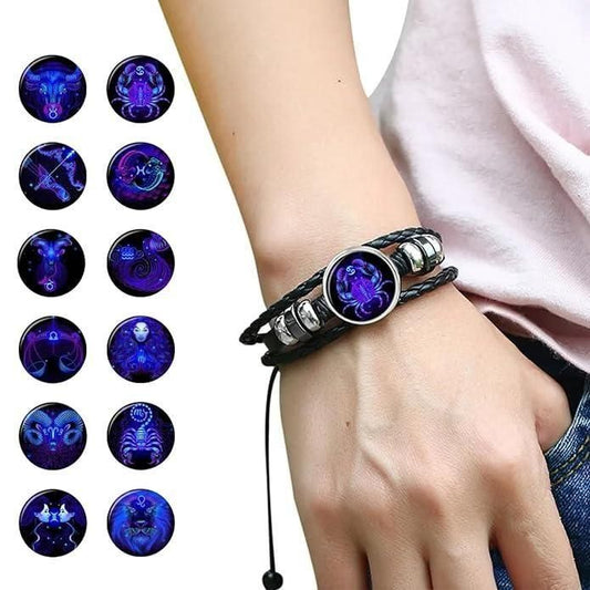Adjustable Guardian Zodiac Constellation Scorpio Bracelet Black Leather
