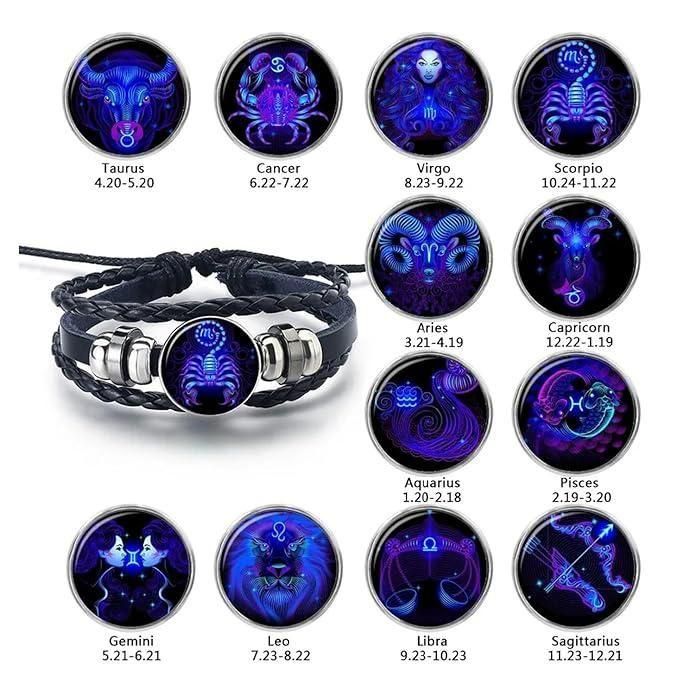 Adjustable Guardian Zodiac Constellation Scorpio Bracelet Black Leather